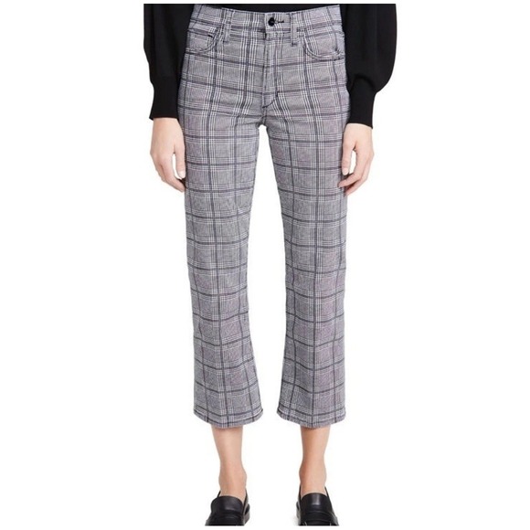 Joe's Jeans Denim - Joe's The Callie Grey Purple Houndstooth Plaid‎ High Rise Crop Boot Size 29 $198